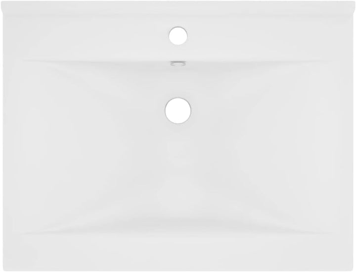 WIFESE Luxus-Waschbecken mit Hahnloch Matt-Weiss 60x46 cm Keramik Einbauwaschbecken Hänge-Waschbecke