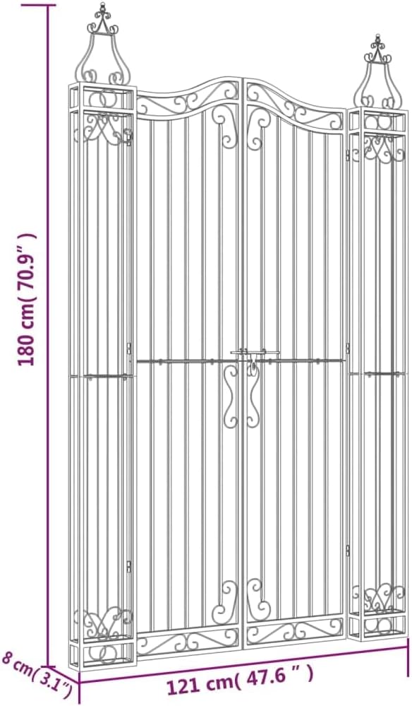 vidaXL Gartentor, Tor für Garten Terrasse, Zauntor mit Bolzenverriegelung, Eisentor Metalltor Aussen