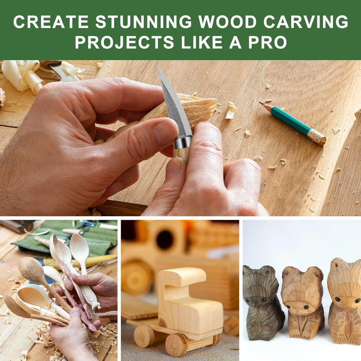 Holzschnitzwerkzeuge Set, 10 in 1 Schnitzset für Erwachsene, Kinder, Anfänger, Holz Schnitzen Set mi