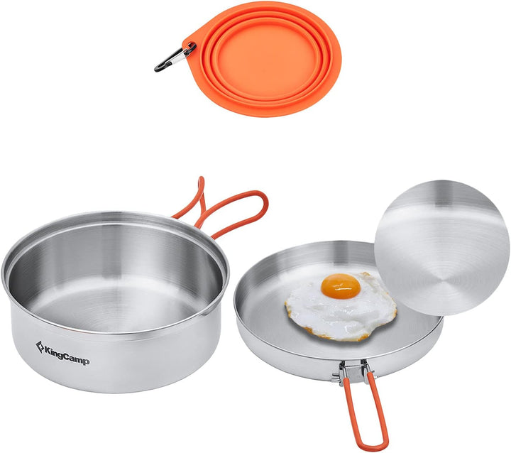 KingCamp Camping Kochset Adventurer I Pro Koch Geschirr Set Stahl Topf Pfanne