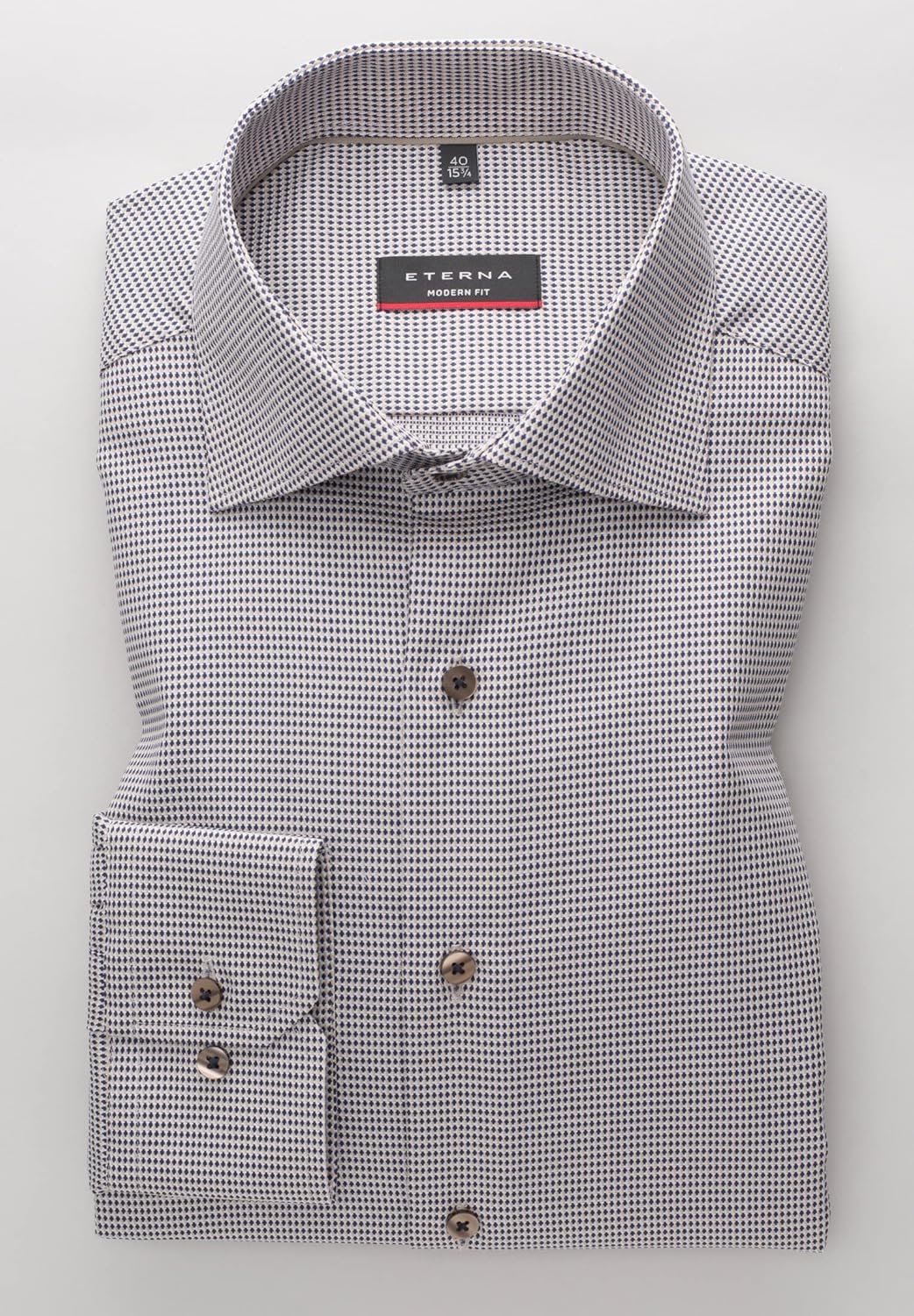 eterna Herren strukturiertes Baumwoll-Hemd MODERN FIT 1/1 dunkelblau 46_H_1/1