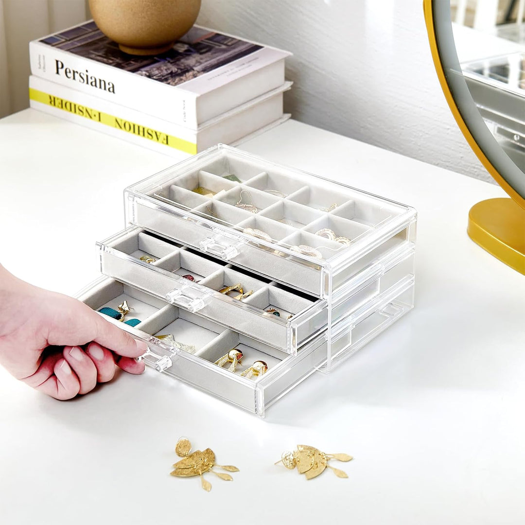 ProCase Acryl Schmuck Organizer Schmuckschatulle für Damen Durchsichtige Schmuckaufbewahrung Schmuck