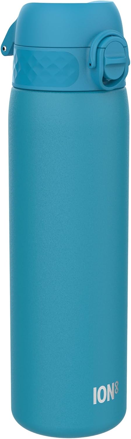 Ion8 Stahl-Trinkflasche, 600 ml, Auslaufsicher, Einhandöffnung, Sichere Verriegelung, Spülmaschinenf