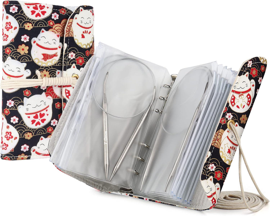 Coopay Rundstricknadeln Set mit Lose-Blat Tasche, 9 Stück Edelstahl Stricknadeln Rundstricknadel 80