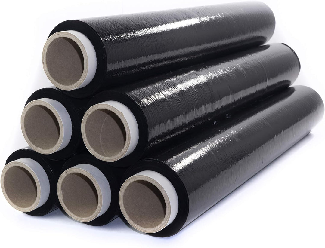 Netuno 6x schwarze Stretchfolie 23my 500 mm 1,5 kg Palettenfolie Wickelfolie PE-Handstretchfolie Cas