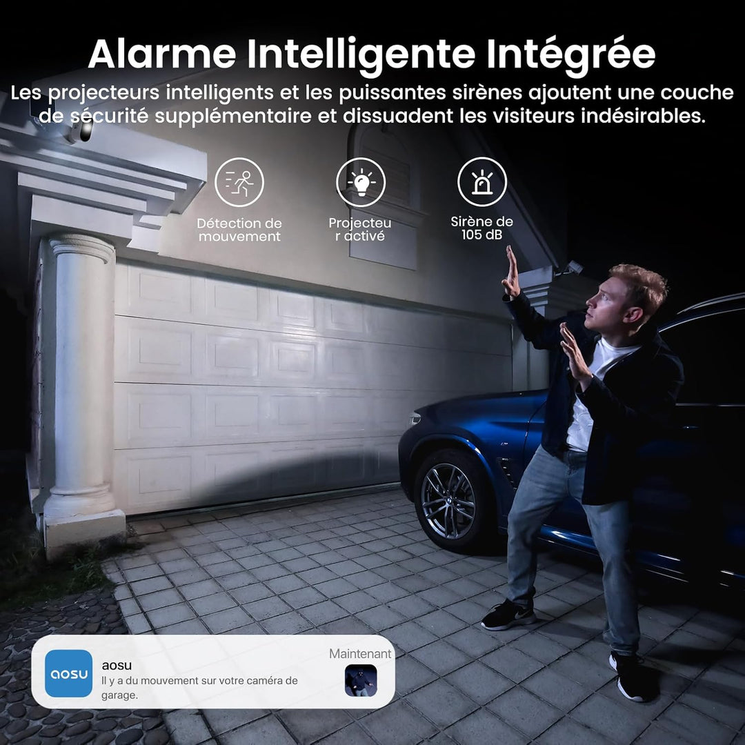 AOSU 2K Überwachungskamera Aussen Solar, Überwachungskamera Solar mit 32G Lokale Aufzeichnung, ohne