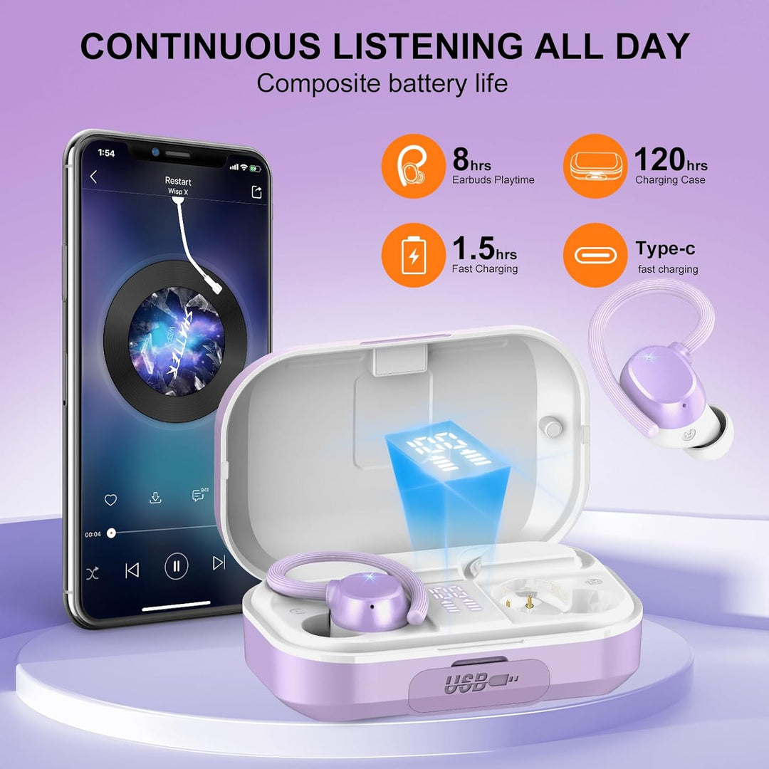 Bluetooth Kopfhörer Sport, Kopfhörer Kabellos Bluetooth 5.3 mit HD Mic, 120H Spielzeit Kopfhörer mit