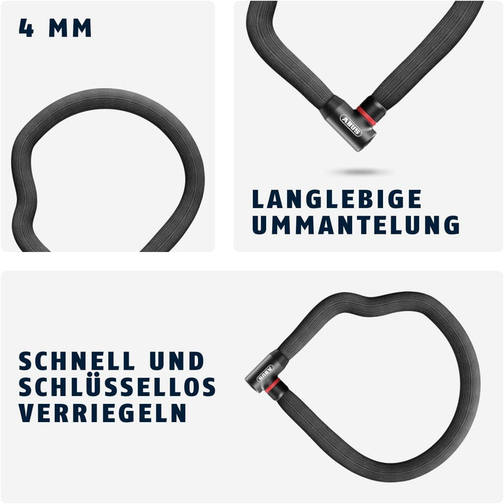 ABUS Kettenschloss Goose Lock 4204K - biegsames, klapperfreies Fahrradschloss aus gehärtetem Stahl -