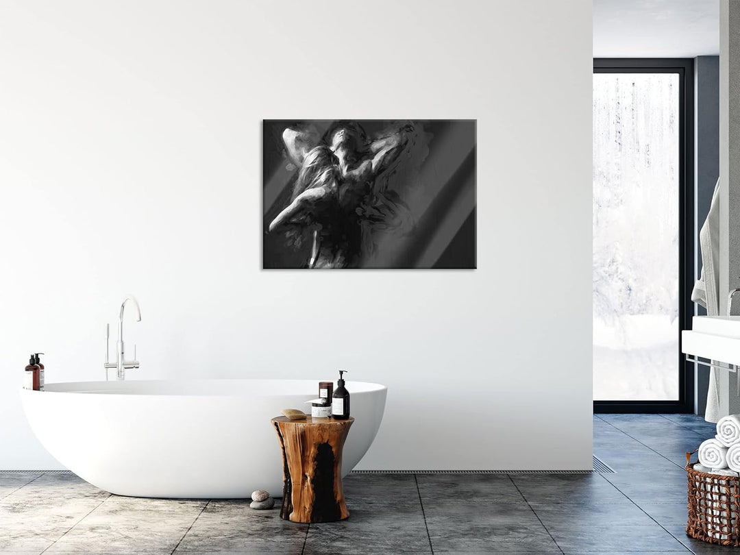 Glasbild | Wandbild aus Echtglas | Fitness Paar Kunst | 60x40 cm | inkl. Aufhängung und Abstandshalt