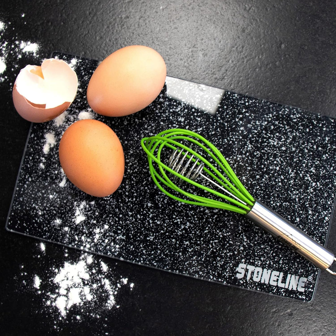Stoneline Glas Schneidebrett, Schneidbretter Set 4-teilig, 25 x 15 cm, Stoneline Optik, hitzebeständ