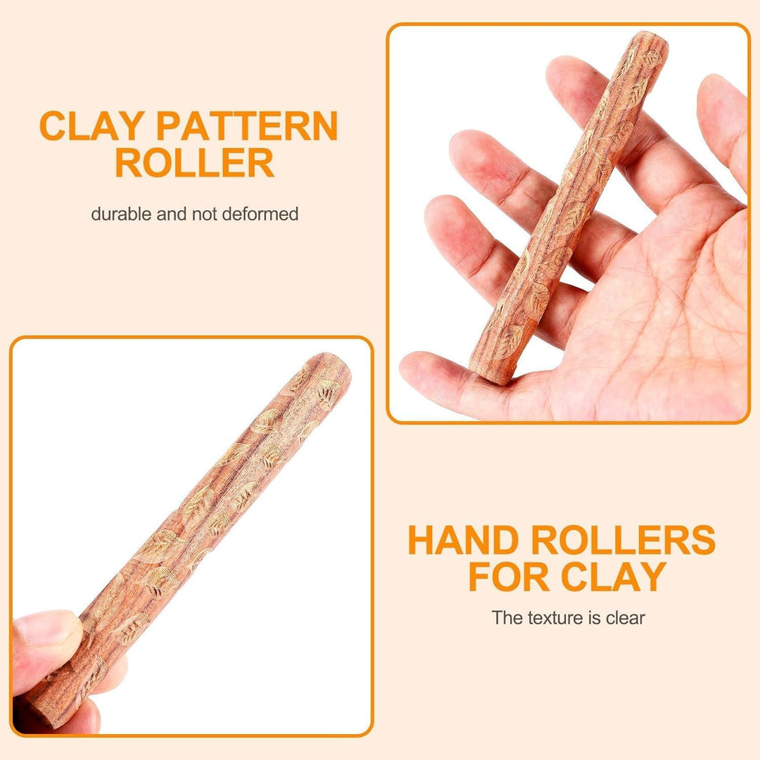 Gokelomg 5 Stücke Töpfer Werkzeuge Hand Rollen für Ton Ton Stempel Ton Muster Roller
