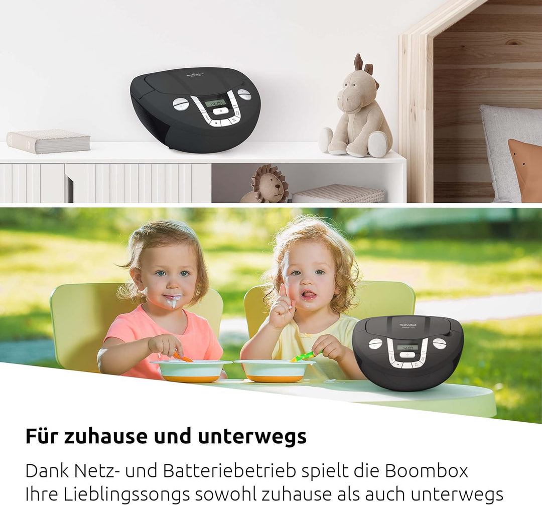 TechniSat Viola CD-1 - tragbarer Stereo CD-Player, Boombox mit praktischem Tragegriff (Radio für Kin