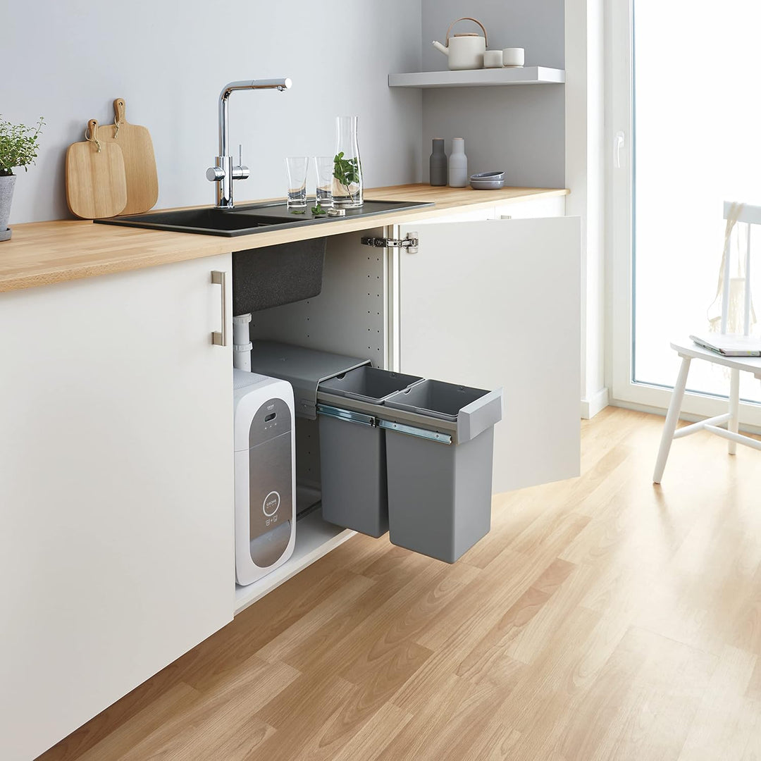 GROHE Blue Accessoires | Mülltrennsystem - Trennung 2-fach, 2 x 15 l | grau | 40855000 Trennung 2-fa