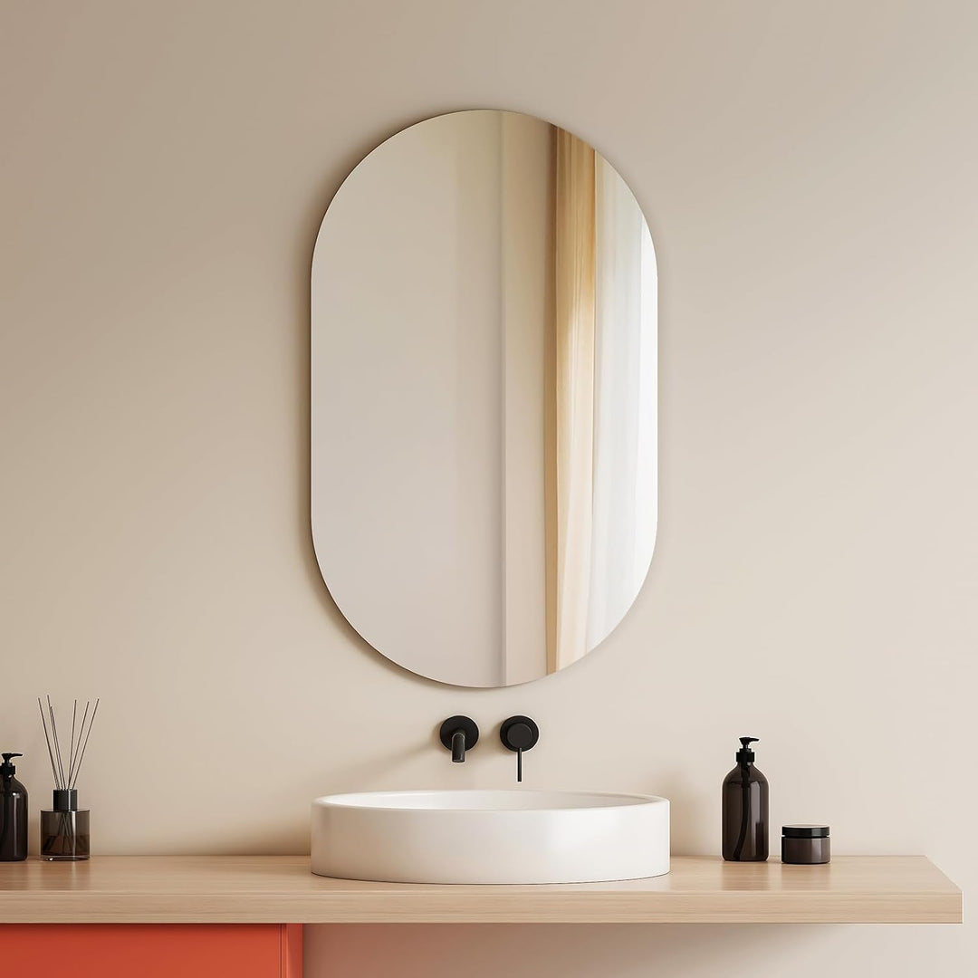 EMKE Ovaler Wandspiegel 40x70cm Rahmenloser badspiegel oval Explosionsgeschützte Spiegel Dekorative