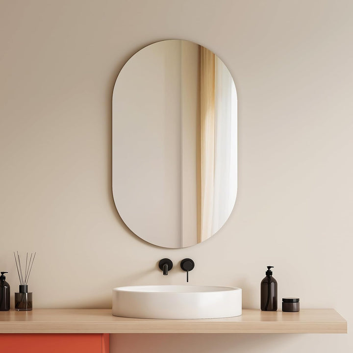 EMKE Ovaler Wandspiegel 40x70cm Rahmenloser badspiegel oval Explosionsgeschützte Spiegel Dekorative