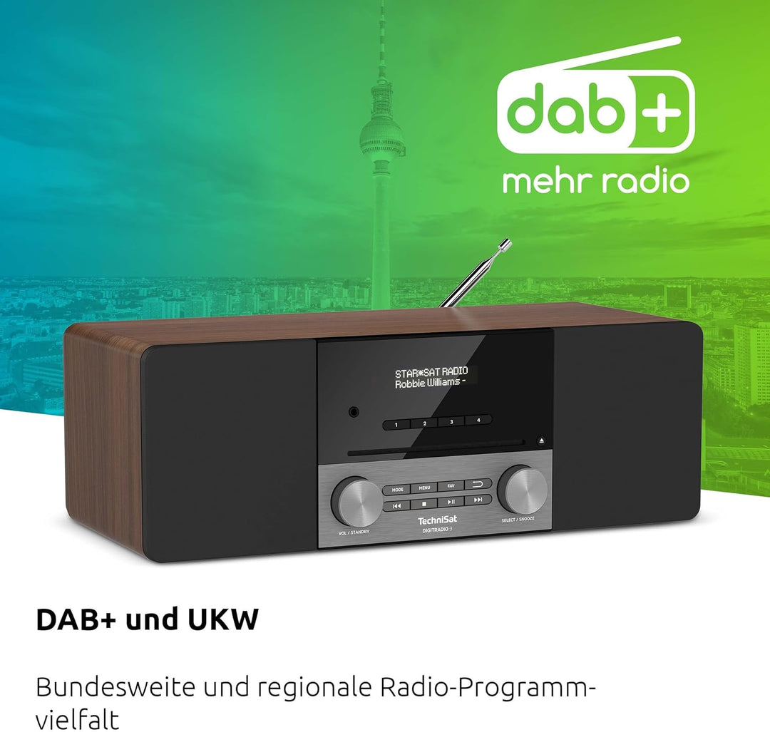 TechniSat DIGITRADIO 3 - Stereo DAB Radio Kompaktanlage (DAB+, UKW, CD-Player, Bluetooth, USB, Kopfh