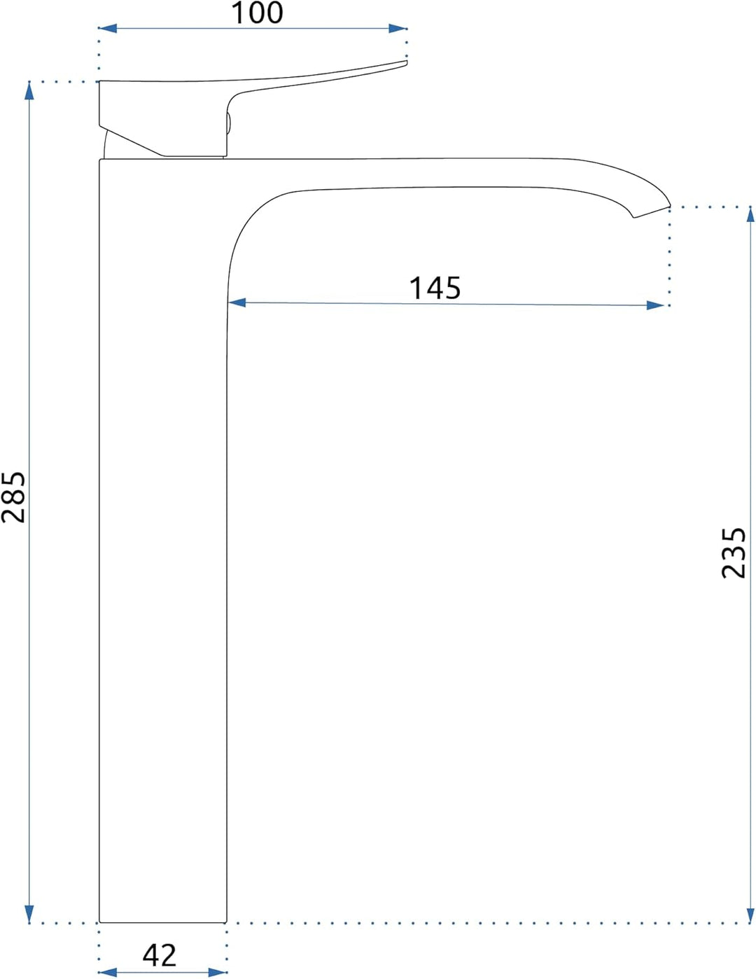 Rea Waschbecken-Wasserhahn, Dart, Chrom, hohes Messing, Badezimmer-Mischbatterie, Einhebelmischer, h