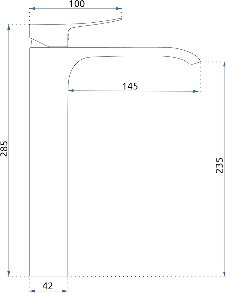 Rea Waschbecken-Wasserhahn, Dart, Chrom, hohes Messing, Badezimmer-Mischbatterie, Einhebelmischer, h