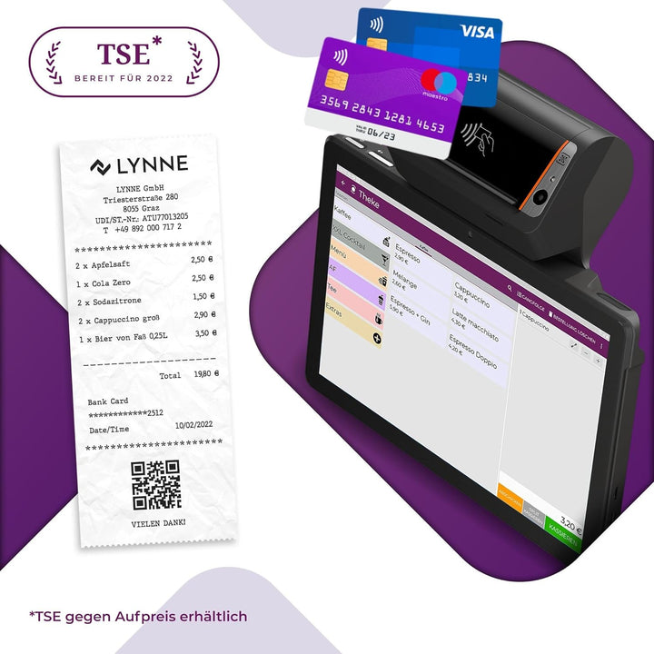 Registrierkasse TSE ready - Kassensystem mit Kartenterminal (POS) und integriertem Bondrucker - Kass