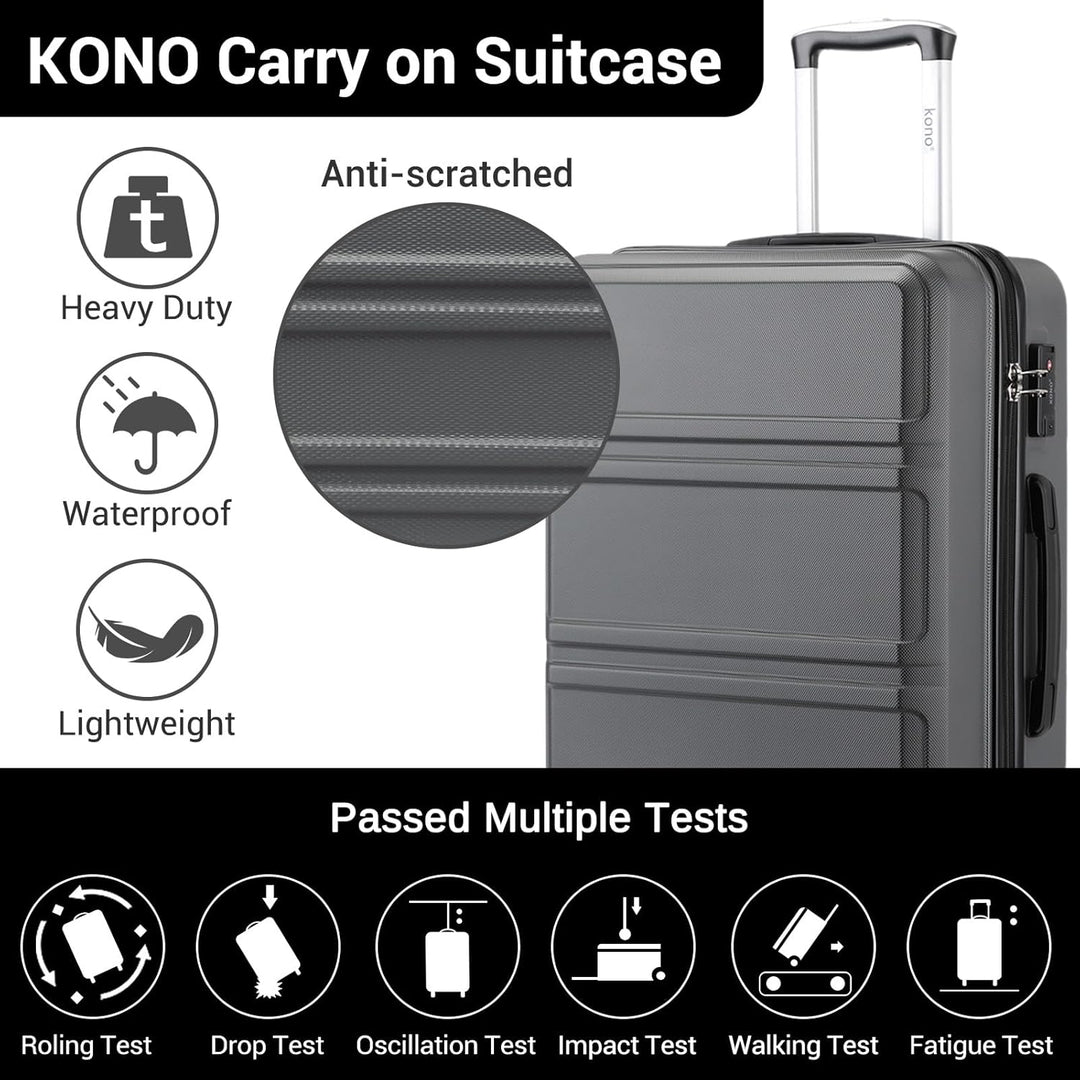 KONO Koffer Trolley Reisekoffer XL (74cm) Grau, XL (74cm) Grau