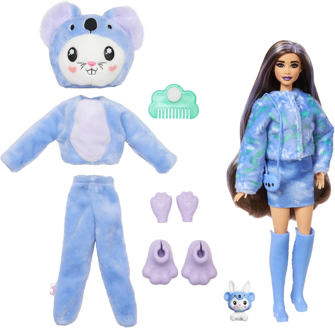 BARBIE Cutie Reveal Puppe - 10 Überraschungen in einer Verpackung, Plüschtierfreunde, Hase in Koala-