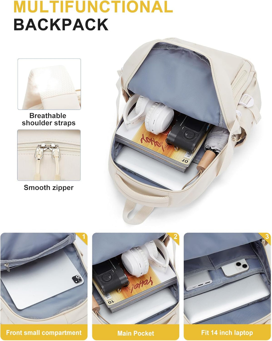 Schulrucksack Mädchen, Lässig Rucksack Damen Klein Modern Elegant Travelite Leichter Laptop Daypack