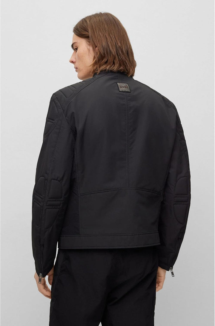 BOSS Herren Ocasey Slim-Fit Bikerjacke aus wasserabweisendem Canvas 54 Black1, 54 Black1