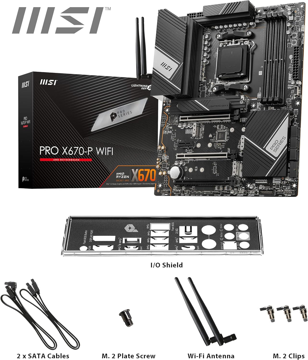 MSI PRO X670-P WiFi Mainboard, ATX - Unterstützt AMD Ryzen 7000 Serie Prozessoren, AM5-14 Duet Rail