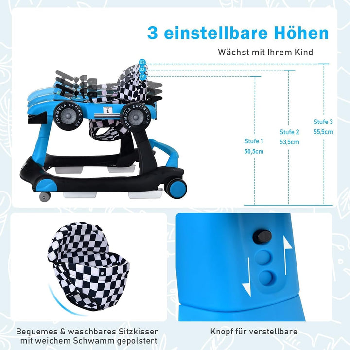 COSTWAY 4 in 1 Lauflernhilfe, Lauflernwagen klappbar mit einstellbarer Höhe & Geschwindigkeit, Baby