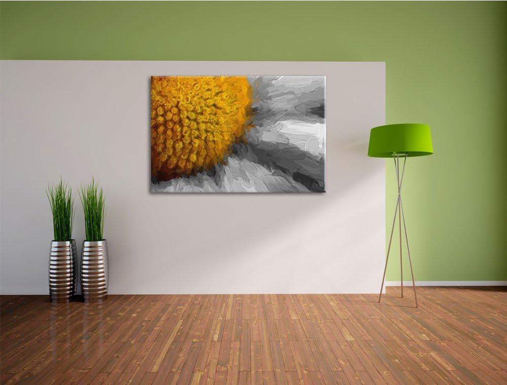 prächtige kleine Margerite schwarz/weiss Deluxe Format: 100x70 cm auf Leinwand, XXL riesige Bilder f