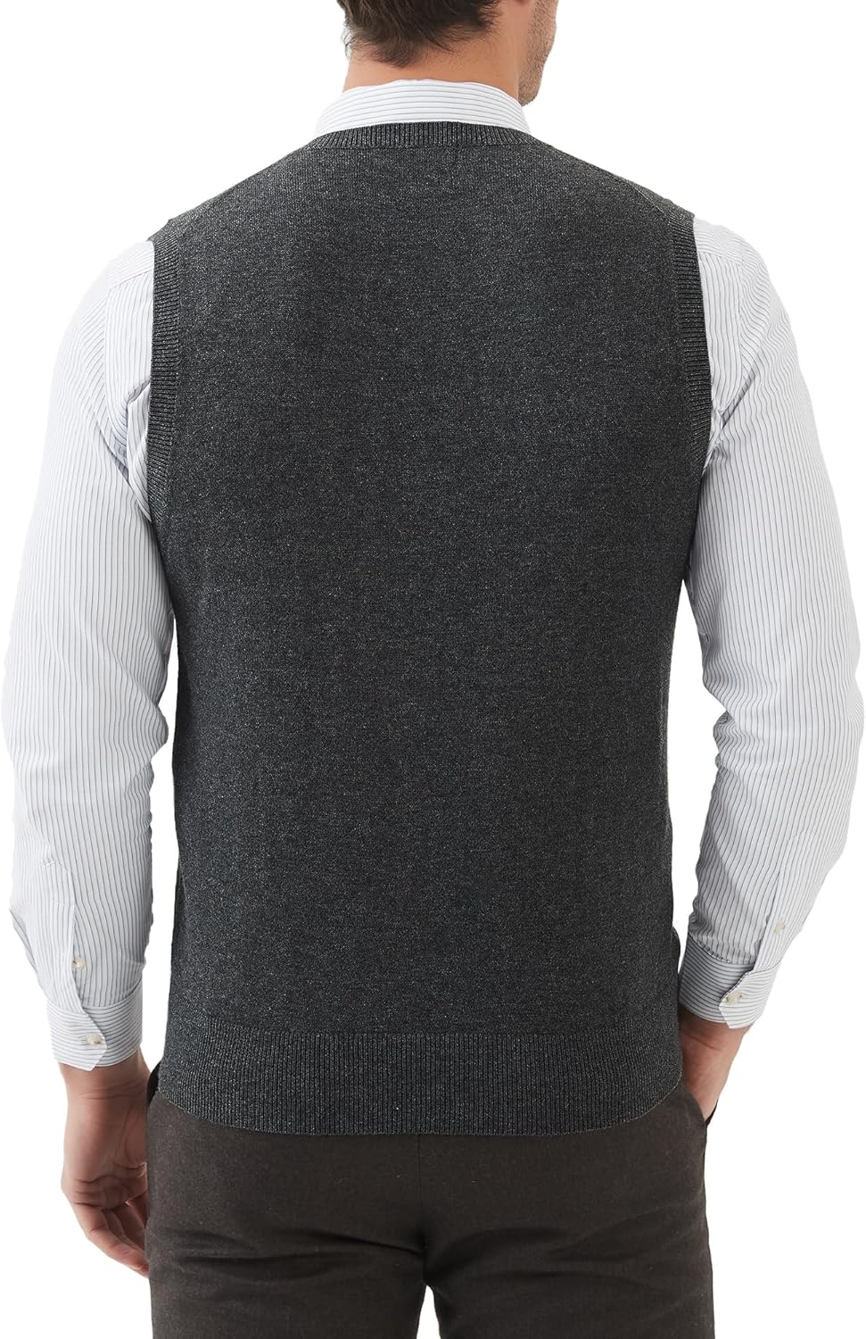 Kallspin Herren Pullunder-Strickweste aus Wollmischung V Hals Ärmellos M Grau, M Grau