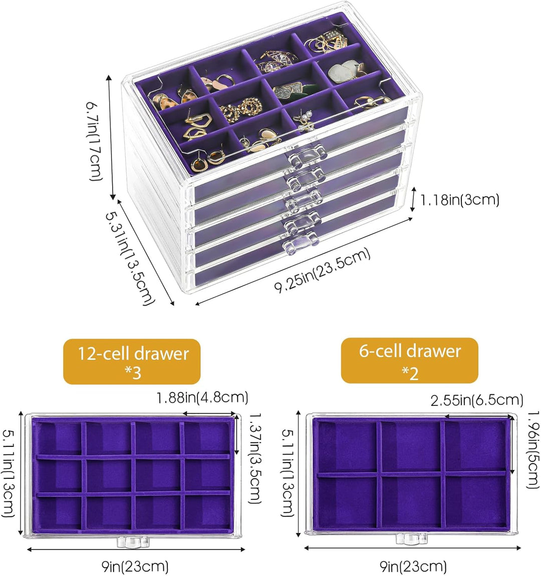 ProCase Acryl Schmuck Organizer Schmuckschatulle für Damen Durchsichtige Schmuckaufbewahrung Schmuck