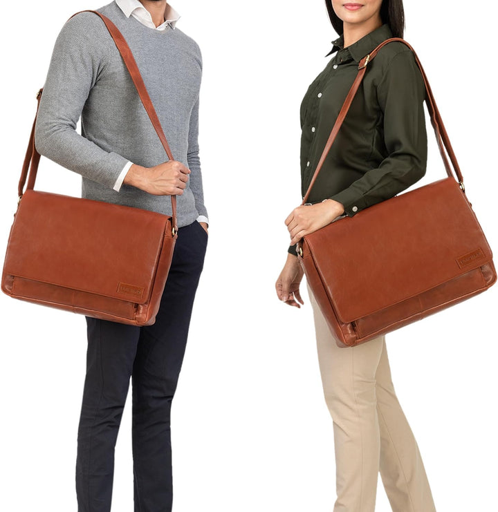 STILORD 'Rick' Schultertasche Leder für 15,6 Zoll Laptop Umhängetasche Aktentasche Bürotasche Unitas