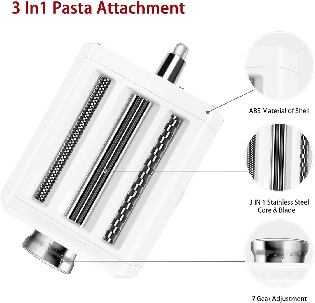 COFUN KitchenAid Nudelaufsatz aus Edelstahl, 3 in 1 Nudelvorsatz für KitchenAid Küchenmaschine, Kitc