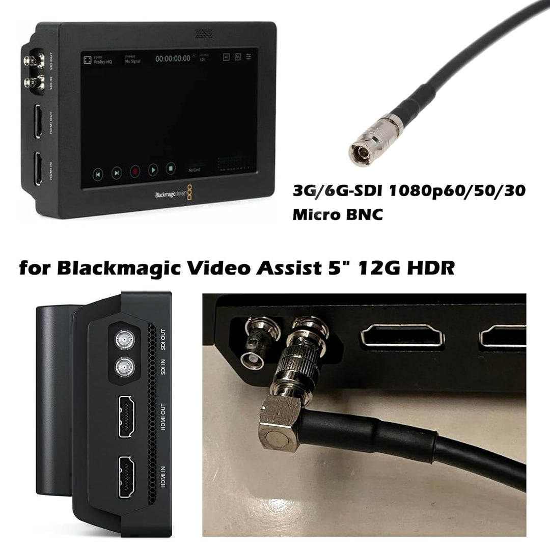 HangTon 6G SDI Video Kabel HD Micro BNC auf BNC Buchse Adapter für Blackmagic Video Assist 5'' Monit