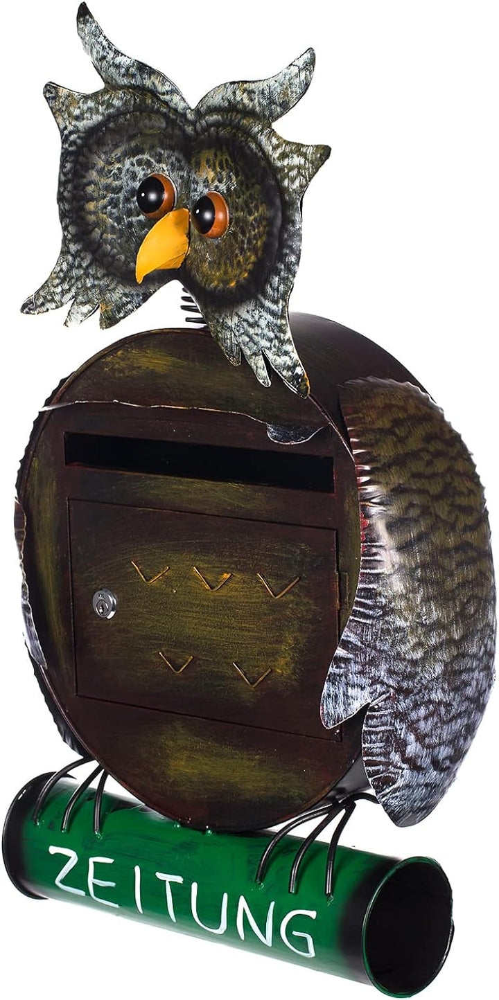 Antiker grosser und sehr edler Briefkasten, Tierdesign Eule, NA12A480 Handbemalt. sehr schön gearbei