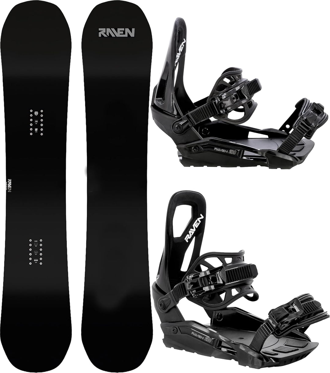 RAVEN Snowboard Set: Snowboard Pure Black + Bindung s230 Black Snowboard 151 cm + Bindung S/M s230 B