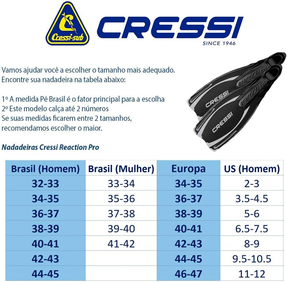 Cressi Reaction Pro Fins - Flossen zum Tauchen, Freitauchen und Schnorcheln, Adult Unisex 40/41 Schw