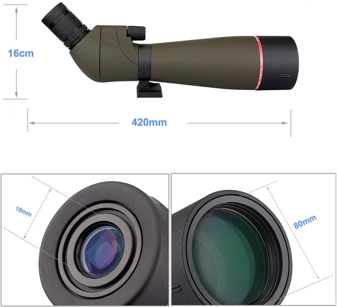Svbony SV13 20-60X80 Spektiv mit Stativ, HD Wasserdicht Spektive Vogelbeobachtung mit Tragetasche, F