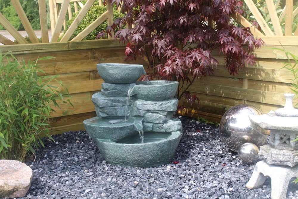 Arnusa Gartenbrunnen Cascades mit LED Beleuchtung Innen und Aussen Springbrunnen Zimmerbrunnen kompl