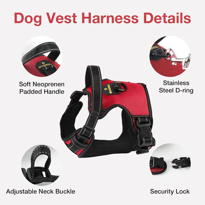 MASBRILL Hundegeschirr Kleine Hunde, Anti Zug Hundegeschirr Einstellbare mit Reflexstreifen und Steu