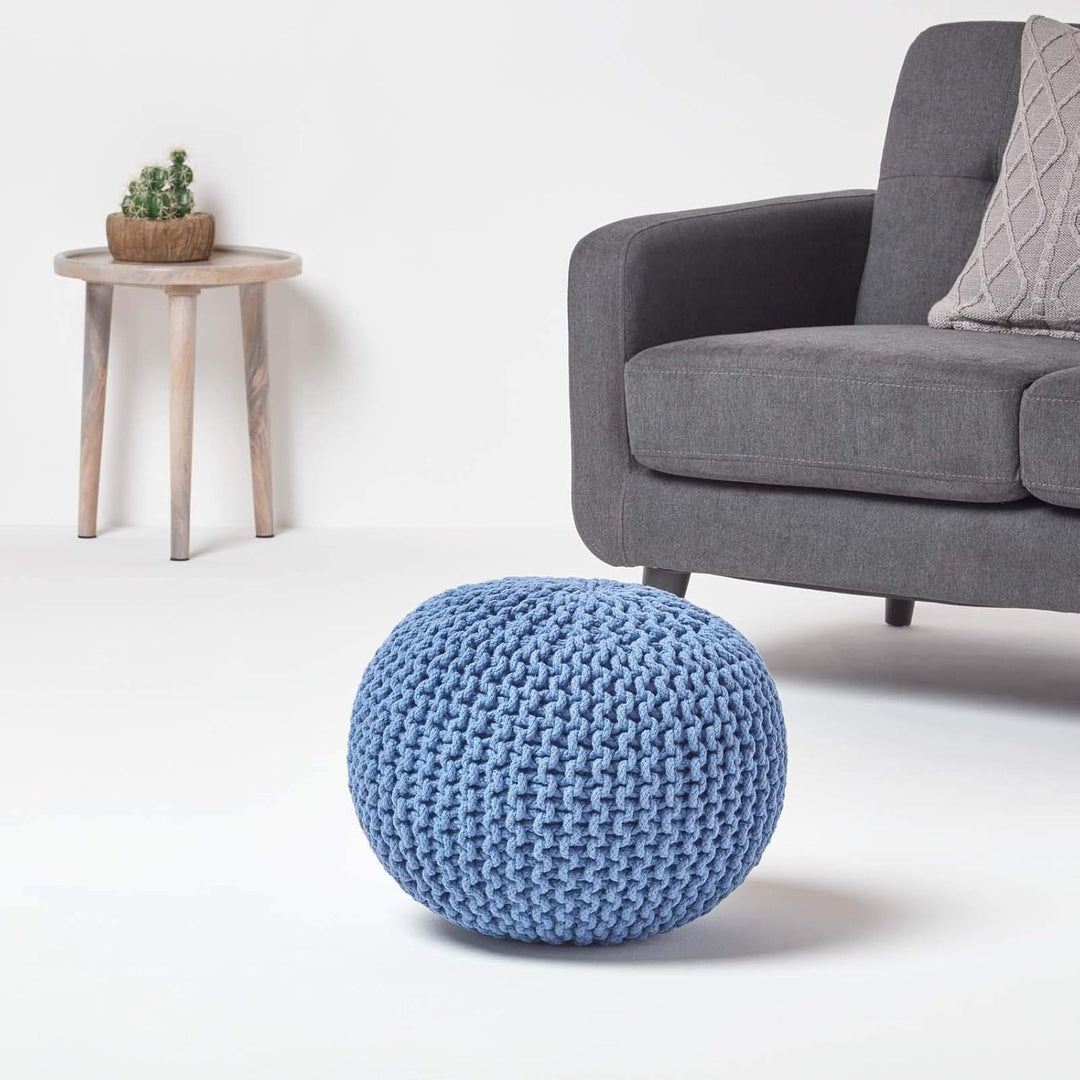 Homescapes Pouf Strickpouf rundes Bodenkissen, Sitzpouf 35 x 40 cm, gepolsterter Sitzhocker, Sitzpuf