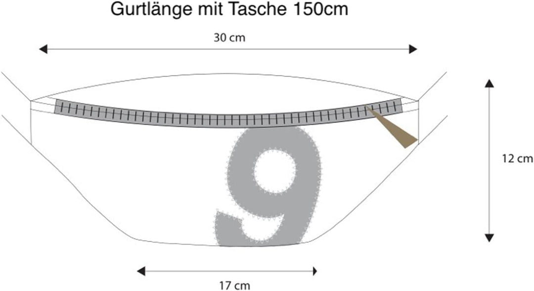 360 Grad Gürteltasche, Hüfttasche, Crossbag aus Segeltuch, Unisex, Segel weiss-blau, Zahl rot