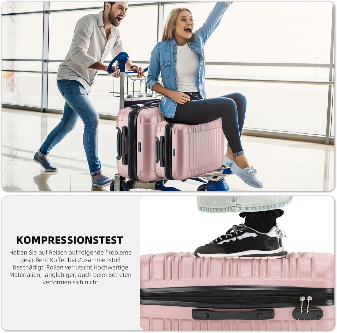 BEIBYE Reisekoffer 2088 Hartschalekoffer Gepäck Koffer Trolley Grösse L in 14 Farben (Rosagold), Ros