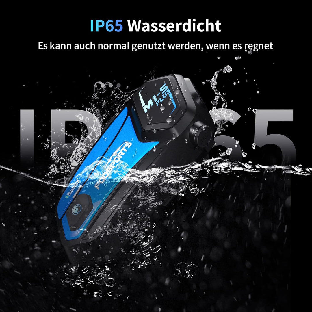 Fodsports M1-S Plus Motorrad Headset Bluetooth,Intercom Motorrad für 8 Motorräder Helm,Motorrad Komm