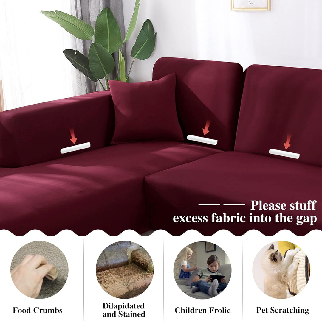 Jaotto Sofa Überwürfe Sofabezug Elastische Spandex Stretch Sofabezüge Couchbezug für L-Form Sofa Uni