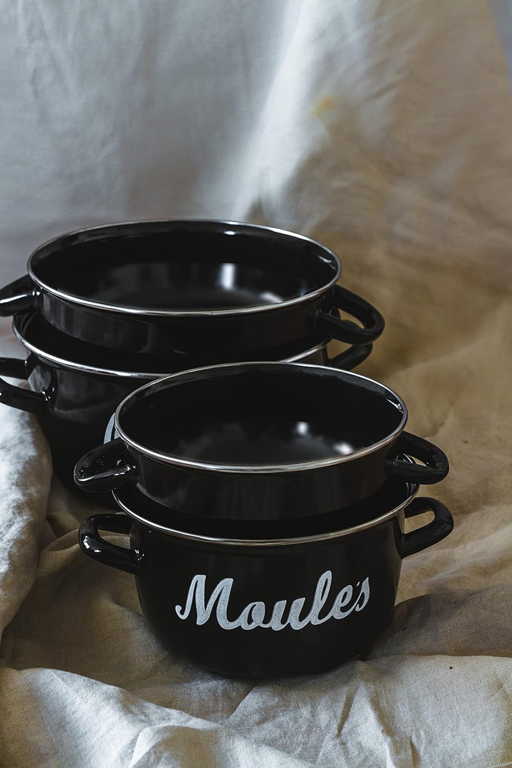 Kitchencraft Emaillierter Muscheltopf, Edelstahl, 18 cm, Schwarz, 18 cm