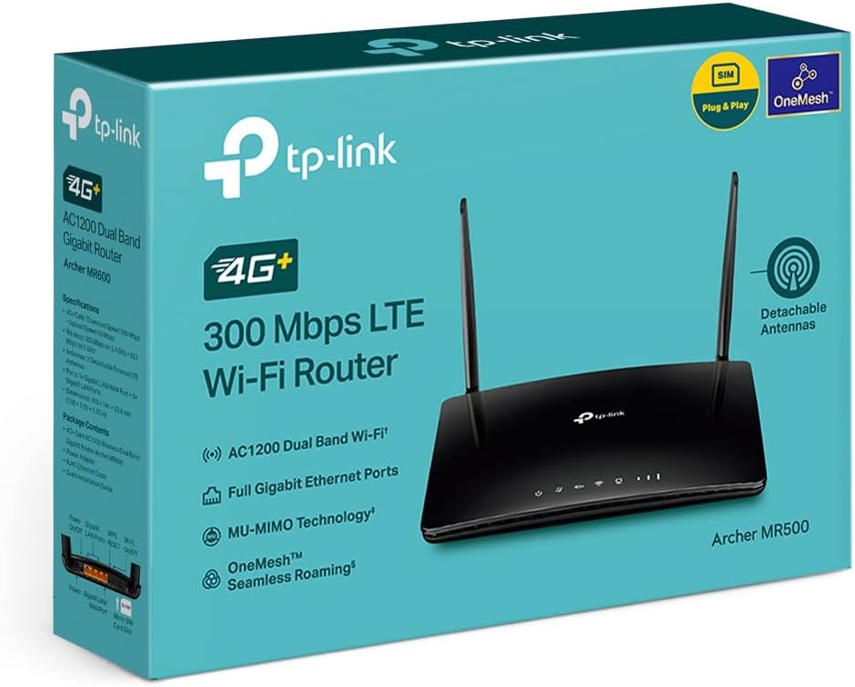 TP-Link Archer MR500 AC1200 LTE Router Dualband 4G + Cat6-Gigabit-WLAN Router (300 Mbit/s im Downloa
