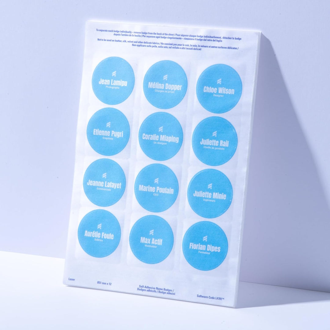 240 Namensschilder selbstklebend rund aus Seide Acetat Laser weiss Ø51 mm (L4781) weiss 51 mm Rund,