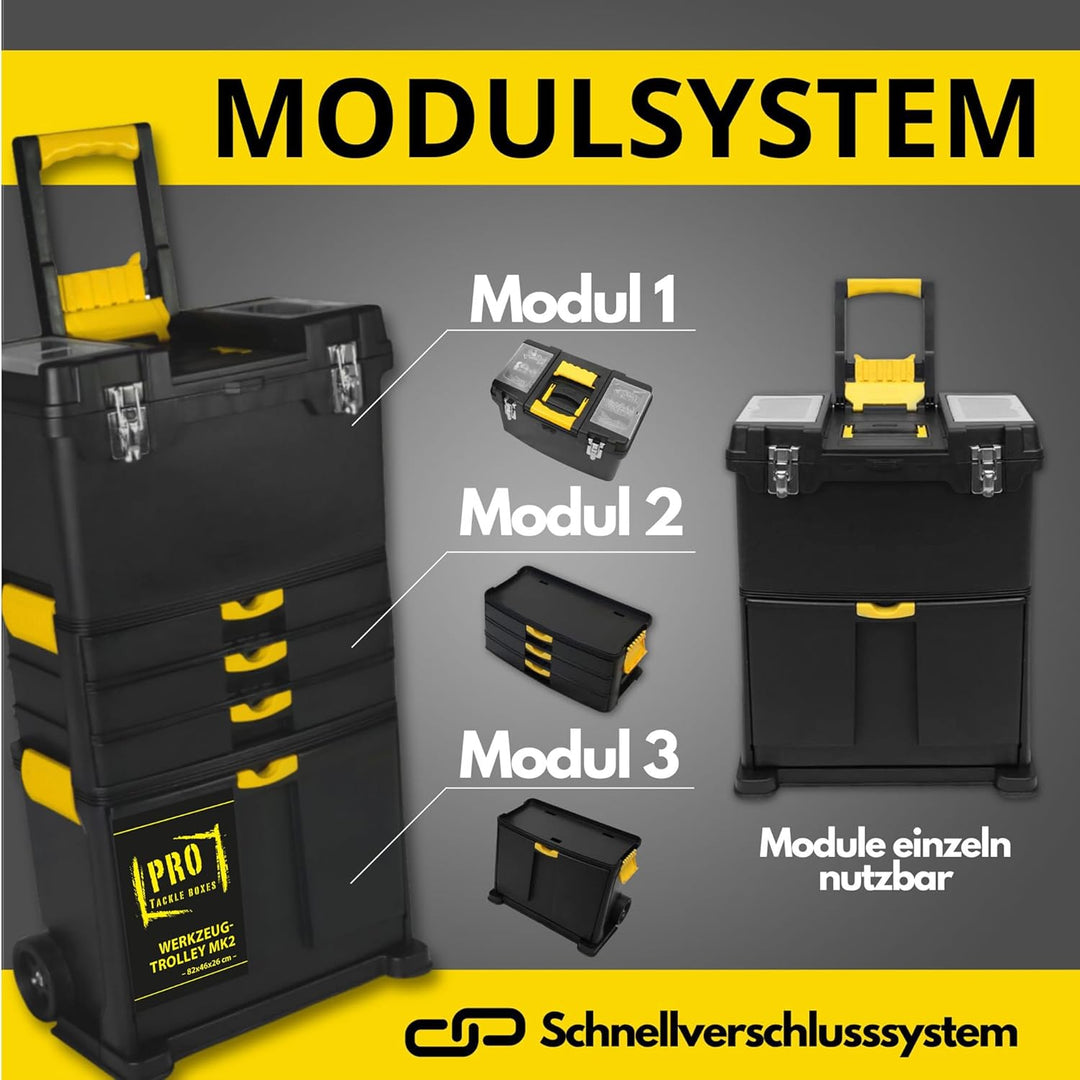 Werkzeugtrolley MK1 Modul Werkzeugkoffer Werkzeugkiste Werkzugkasten mit Rollen (82 x 46 x 26cm)